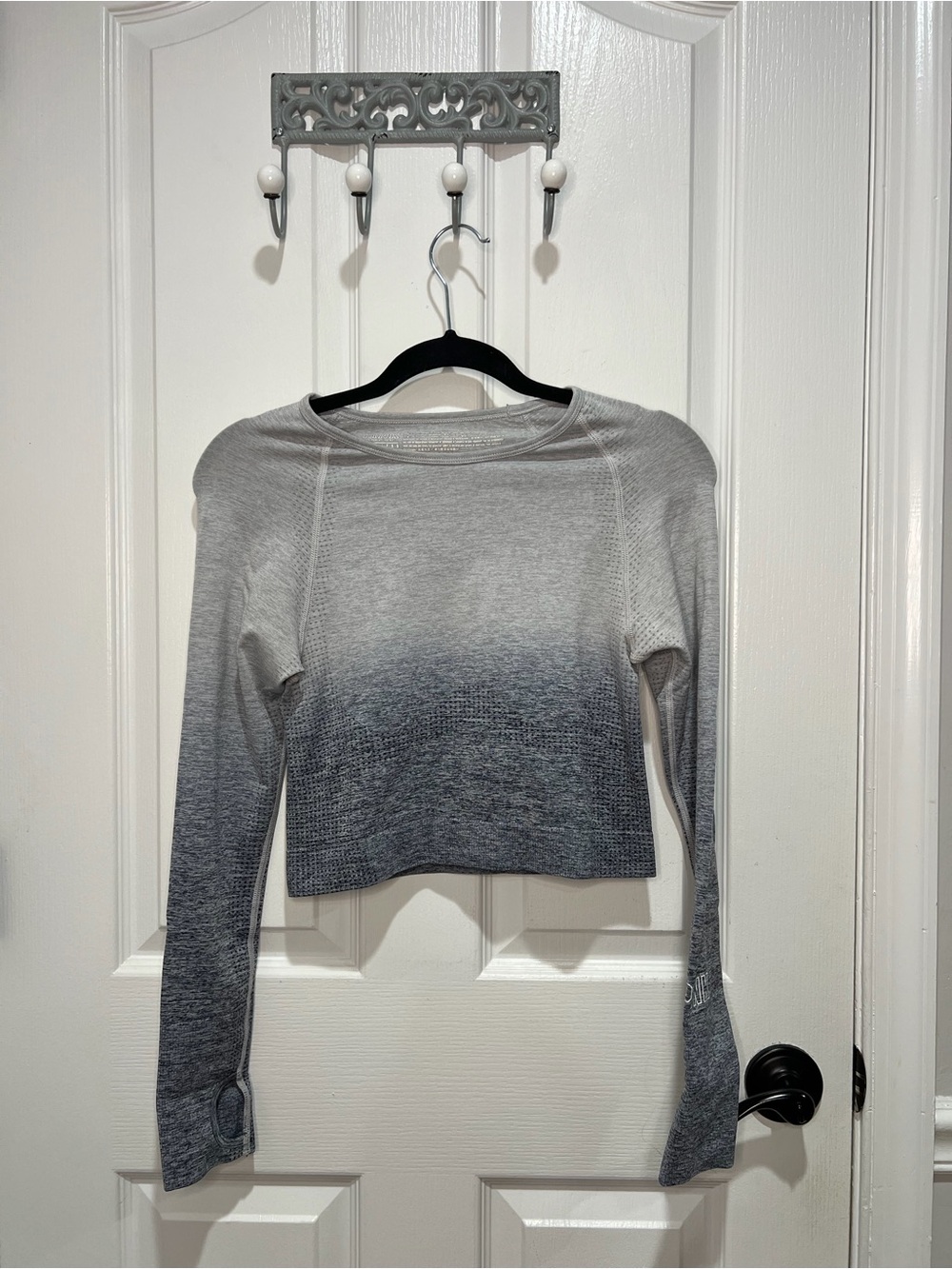 Women's Ombre Gray Long-Sleeve Workout Top